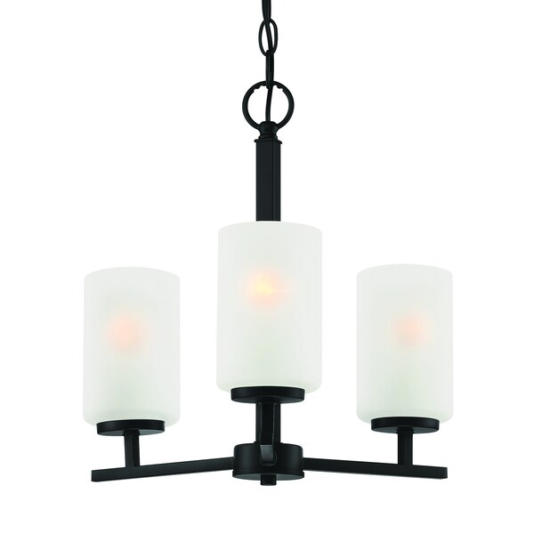 Designers Fountain Carmine 3 Light Contemporary Matte Black with Etched Glass Shades Chandelier For Dining Rooms D239M-3CH-MB - main